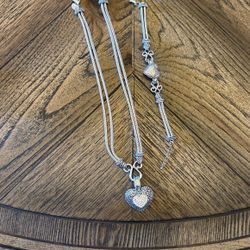 Heart Necklace And Bracelet Set