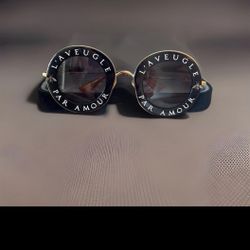 GUCCI Metal L'Aveugle Par Amour Round Frame Sunglasses GG0113S Black