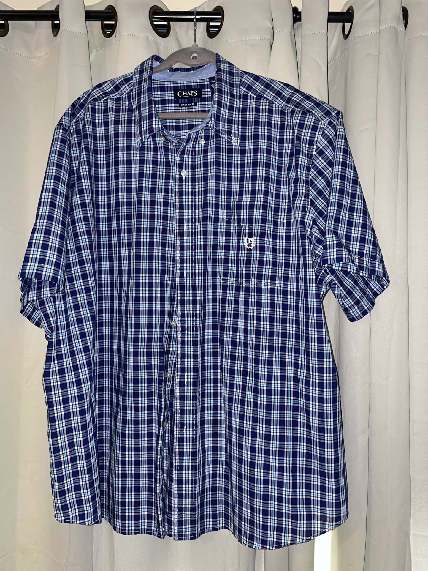 Chaps Navy and White Plaid Casual Shirt 3X