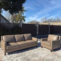 FREE LOCAL DELIVERY – Brand New West Park Leather Sofa & Chair (2pc Set)