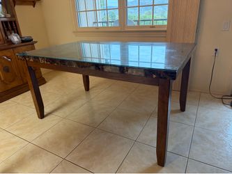 Marble & Glass Top Dining Table with 6 Chairs