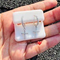 Italian Silver Cross Earrings