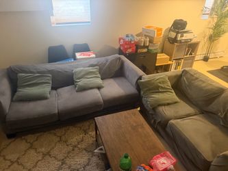 Gray Fabric Sofa and Loveseat Set