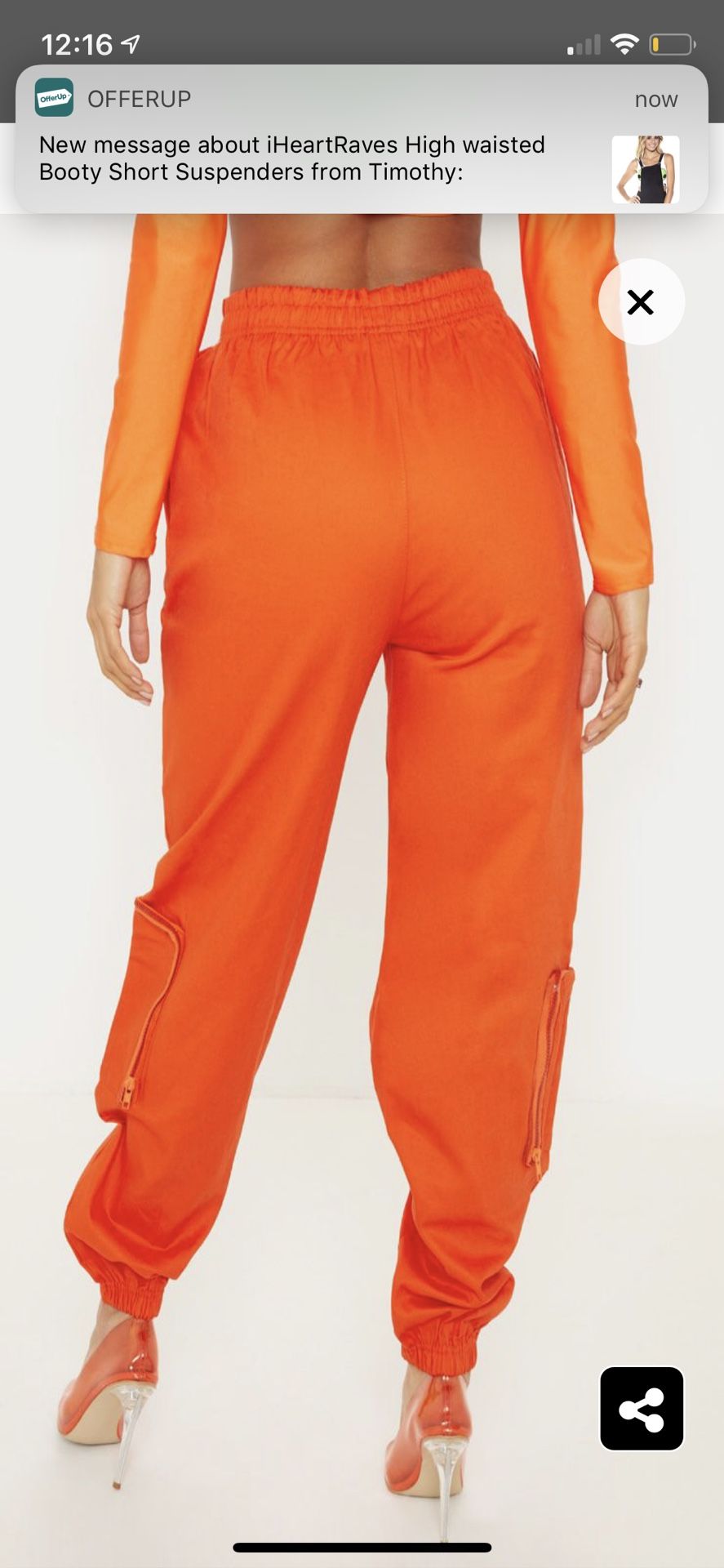 neon orange cargo pants