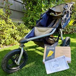 BOB Revolution SE Single Jogging Stroller - Navy / Grey with Rain Cover