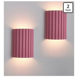 Nusran Pink Gypsum Modern LED Wall Sconces Wall Lighting Set of 2, Indoor Hardwired Walls Mount Light Fixtures