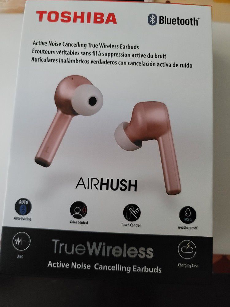 Toshiba True Wireless AIRHUSH Active Noise Cancelling Bluetooth Earbuds