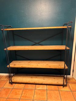 Wood & Iron Pipe Shelving Unit