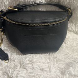 Black Leather Belt Bag 