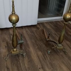 Antique Fire Dogs Andirons Brass Fire Place Rests 