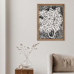 Classic Farmhouse Vase with Blooming Flowers Wall Décor, Wooden Rectangle Frame, Distressed Wall Art Hanging for Living Room Bathroom Indoor Outdoor D