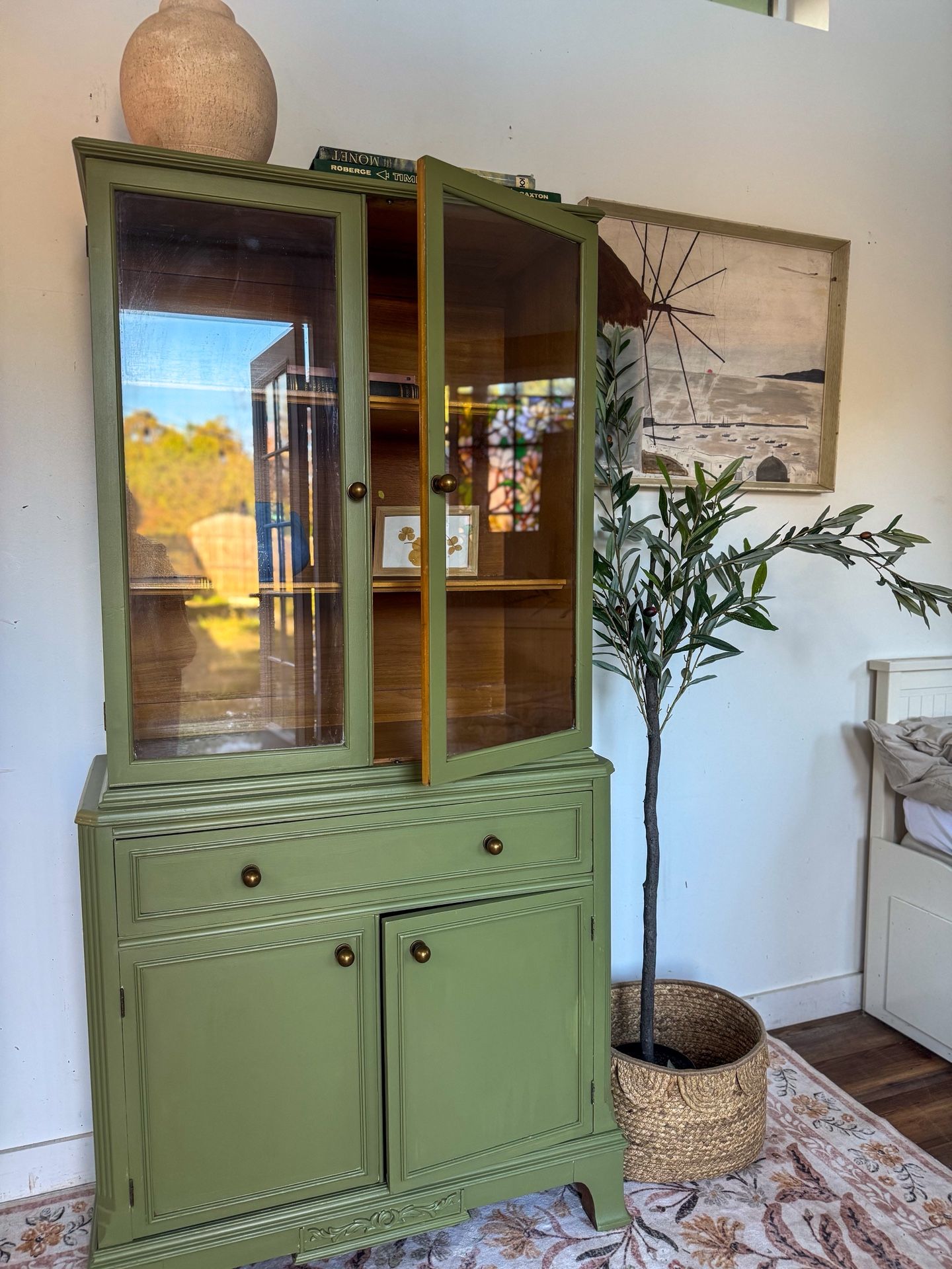 Vintage Wood Green Hutch