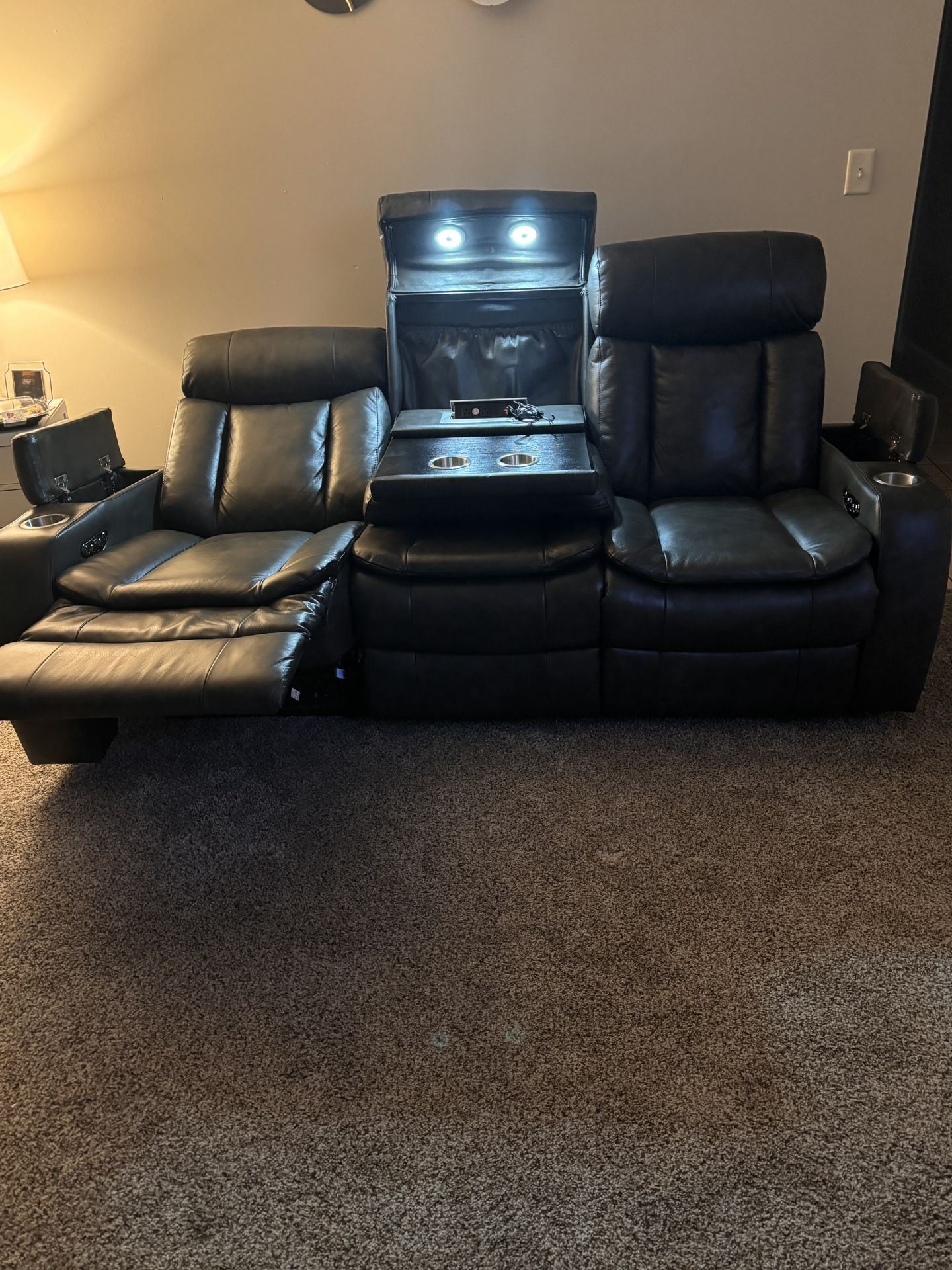 New Zayne Leather Sofa With Reclining Headrests
