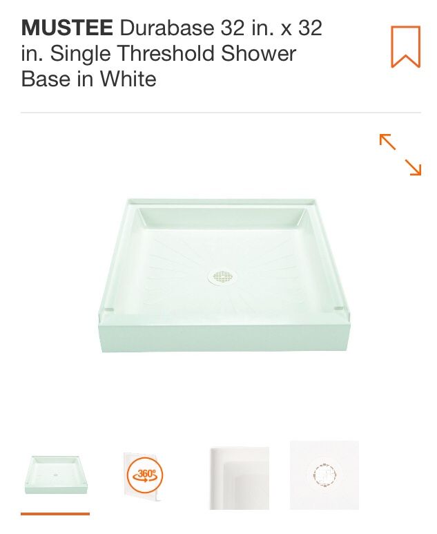 32 X 32 IN SINGLE THRESHOLD SHOWER BASE IN CENTER DRAIN