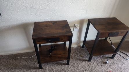 Rustic end tables /side tables  with outlets/USB (set 2)