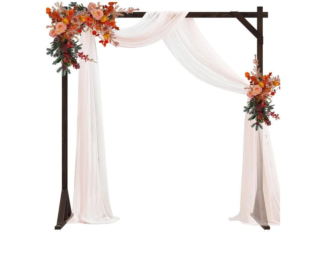 Fomcet 7.2FT Wooden Wedding Arch Stand Square Wood Arch Wedding Arbor for Ceremony Party Proposal Scene Garden Beach Forest Rustic Boho Decorations