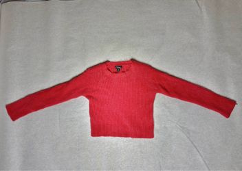 Art Class Girls Sweater Medium 8 Red Fuzzy Eyelash Knit Long Sleeve Pullover