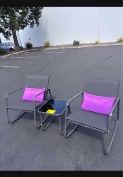 $75.00!!! Set Of 3 New Outdoor Patio Rocking Chair Conversation Set (throw pillows included)