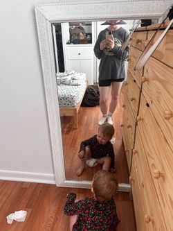 White framed mirror