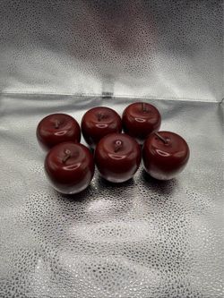 Lot of 6 Vintage Solid Wood Apples Red Faux Artificial Fruit Decor Country Farm
