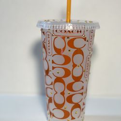 Bling Vinyl Rhinestone Cup Handcrafted New
