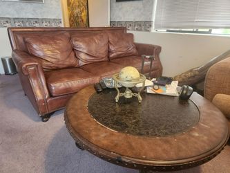 Genuine Leather couch with table