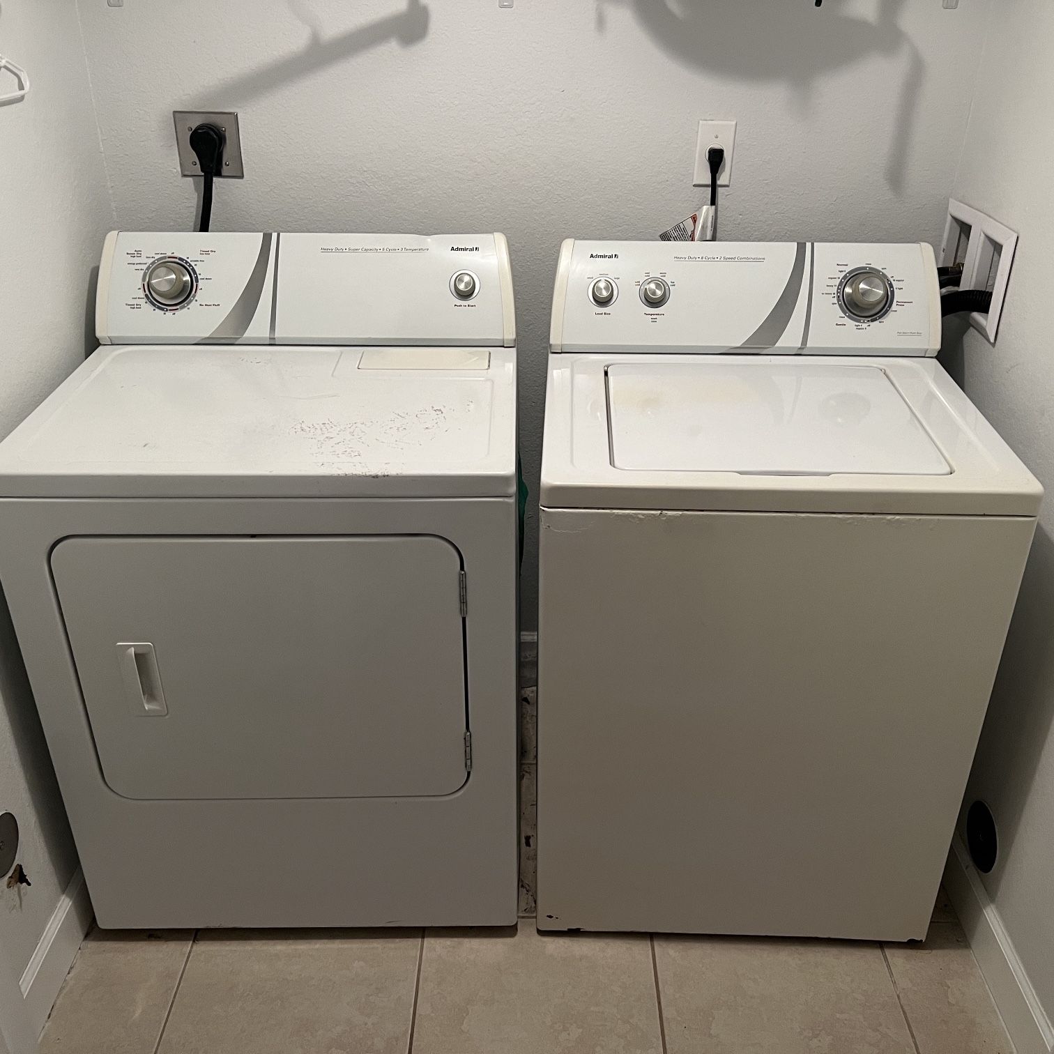 Admiral Used Top Loading Washer And Front Loading Dryer 