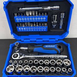 KOBALT 50-Piece Standard (SAE) and Metric Mechanics Tool Set with Hard Case