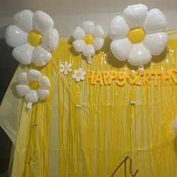 Flower Decorations And Bday Banner