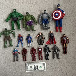 Retro 2000s Marvel Action figure lot Of 16 Avengers Ironman Hulk Captain America 