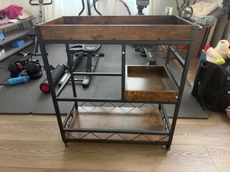 Brown and black bar cart
