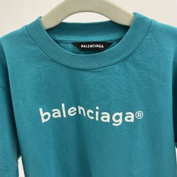 Balenciaga Kids Logo Tee – Turquoise – Authentic