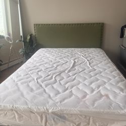 Box Spring / Queen Size Mattress/Green headboard