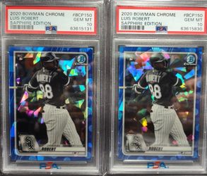 (2) 2020 Bowman Chrome Sapphire Luis Robert #BCP-150 (RC) Rookie Mets PSA 10 💹