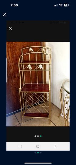 Elegant Metal Gold Tone Wine Rack With Champagne And Win Glass Holders