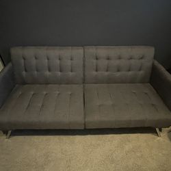 Grey Tufted Convertible Sofa