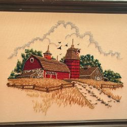 Vintage 1973 Needlework Landscape 