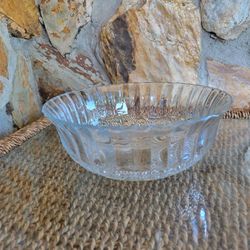 Vintage Crystal Clear Industrial Trellis Serving Bowl