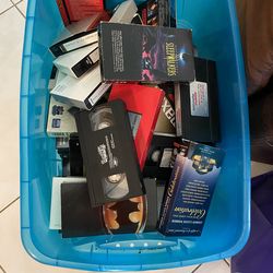Bin of VHS tape