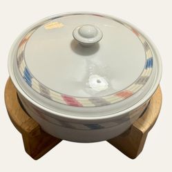 Studio Nova Ceramic Casserole Dish with Lid and Wooden Stand