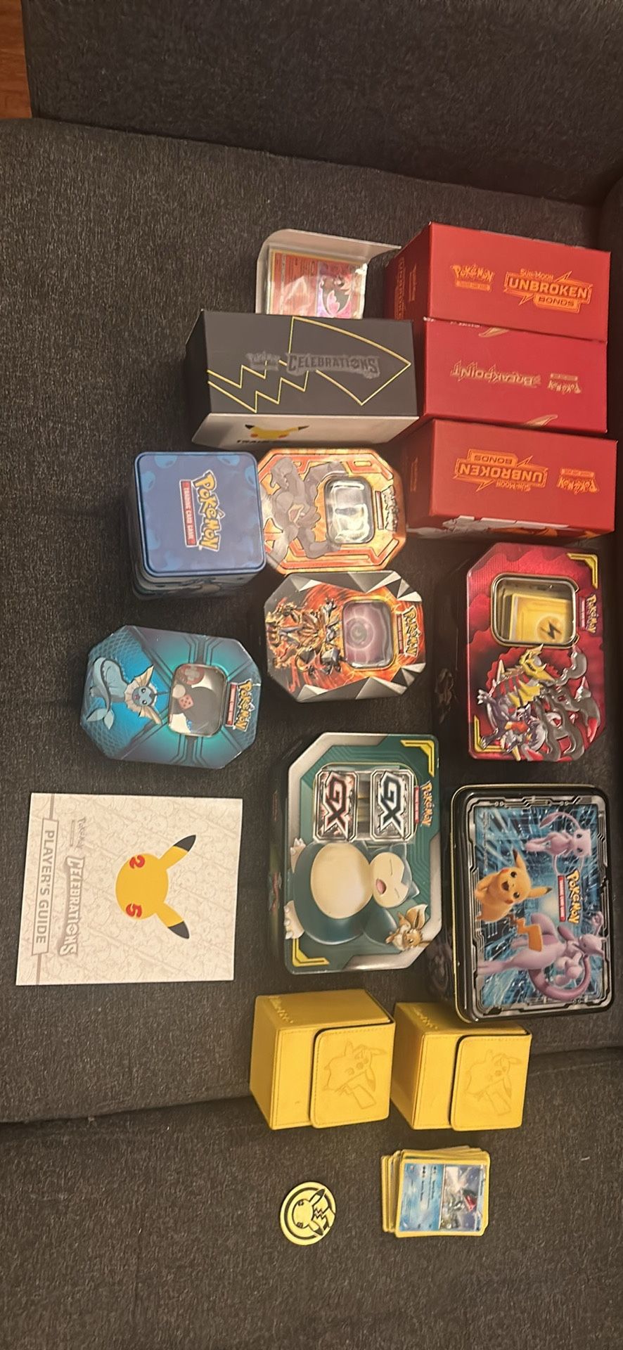 13tin boxes pokemon cards collectible Lot