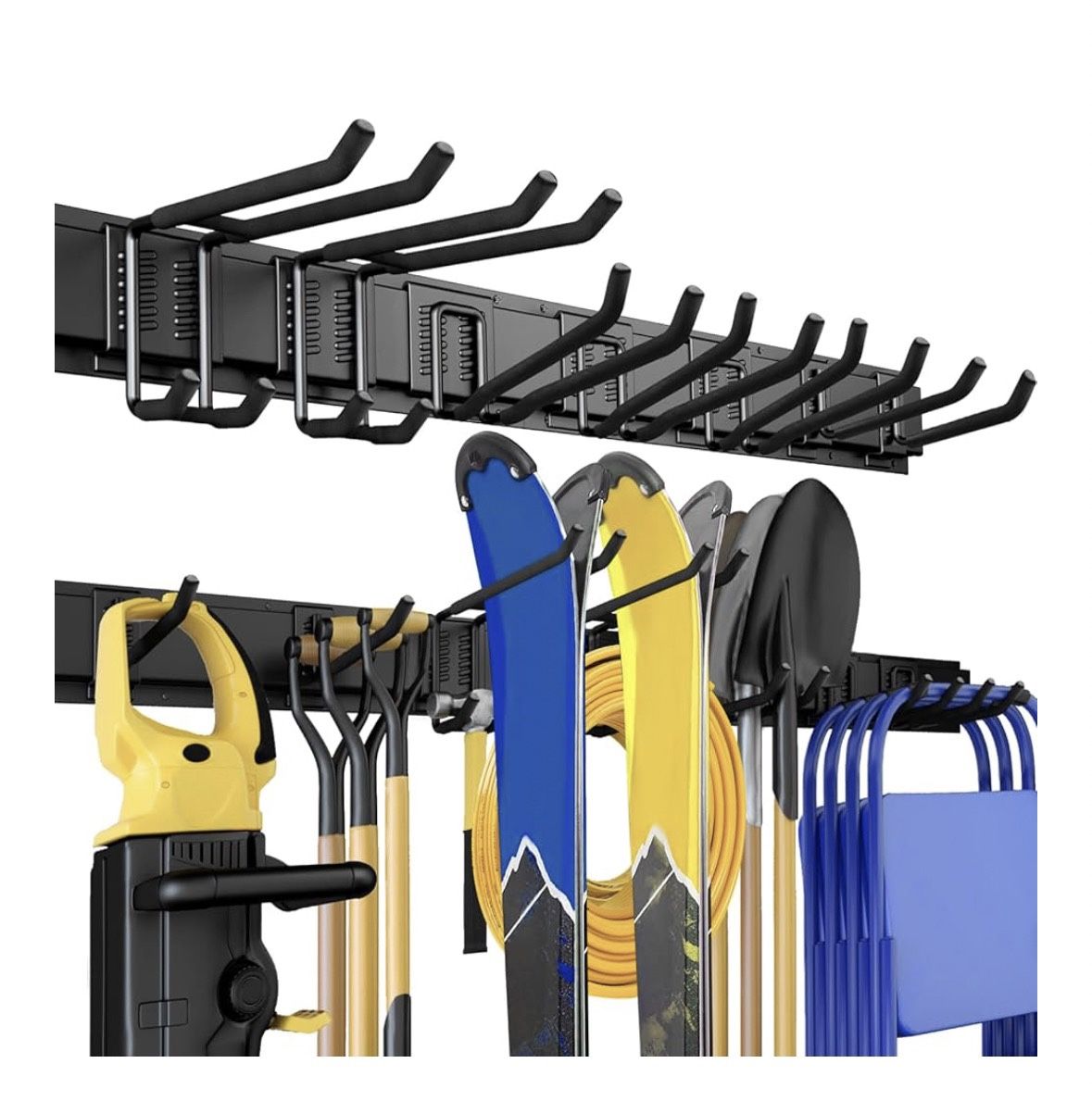 48 Inches Garage Storage, Garage Organization, Wall Mount Garden Tool Organizer, 440lbs Adjustable Heavy Duty Metal Hanging Hooks, Yard Rack Hanger Sy