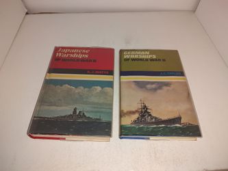 Lot of 2 Vintage Warships of World War II Books - Japanese German HC 1960's