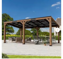 Ultra Series Cedar Wood Gazebo 12 ft. x 20 ft. with Hardtop Steel Roof, Grill Gazebo with Durable and Rot-Resistant