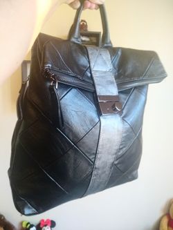 ELEGANT BLACK HIGH QUALITY BLACK FAUX LEATHER LADIES BACKPACK