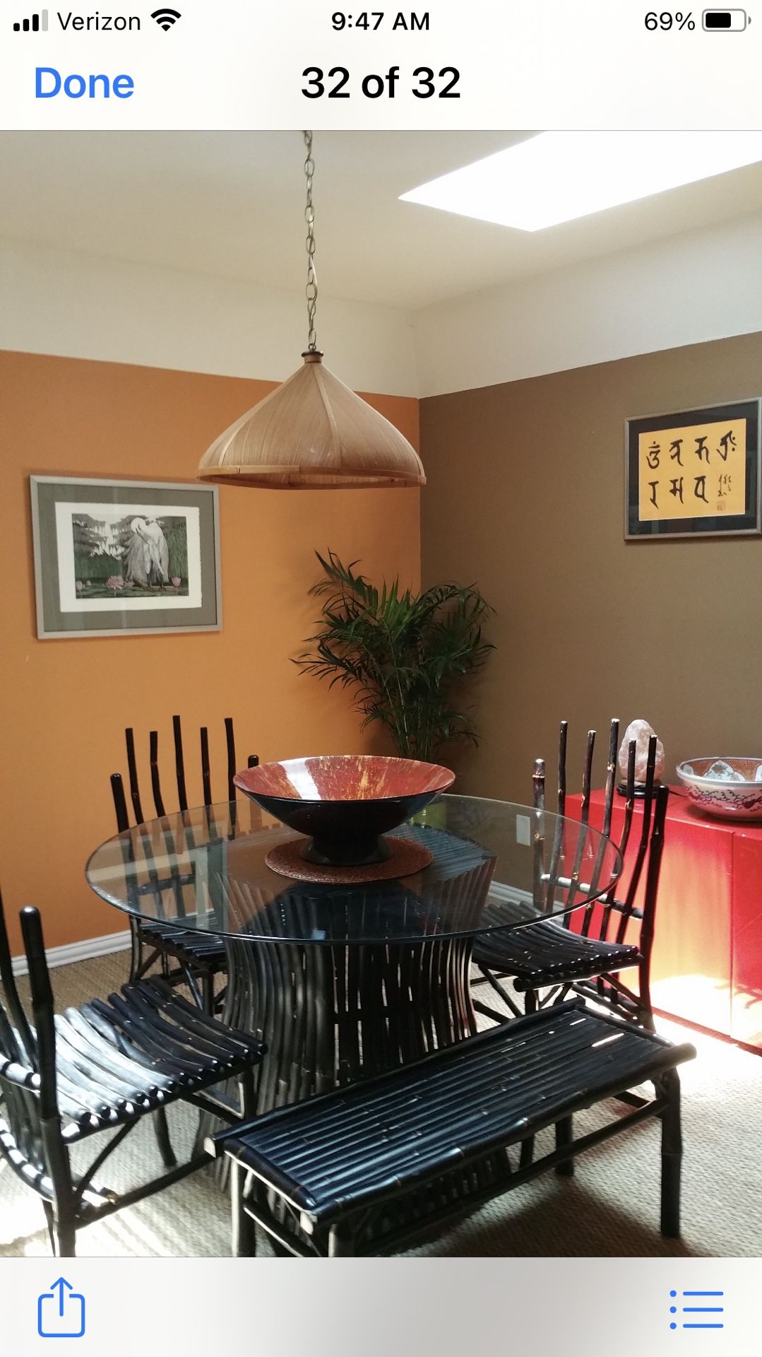 Black Bamboo /Glass Dining Set