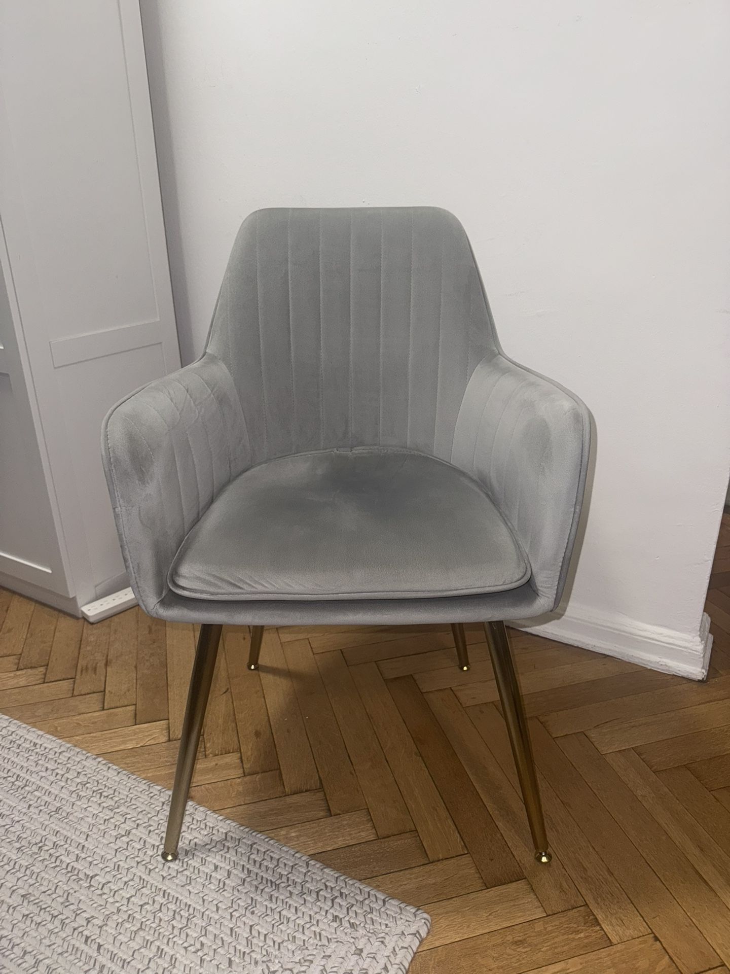 Gray Desk / accent Chair With Gold Legs