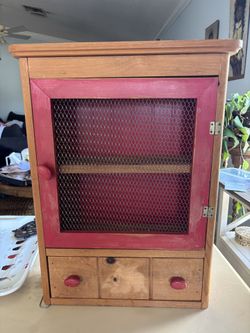vintage wood "pie safe" cabinet