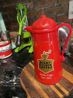 Vintage Eight O Clock Heavy Plastic Red Coffee Carafe Thumbnail