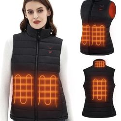 Flyhare Women's Small ON/OFF Heated Puffer Vest Lightweight Black with Battery BRAND NEW